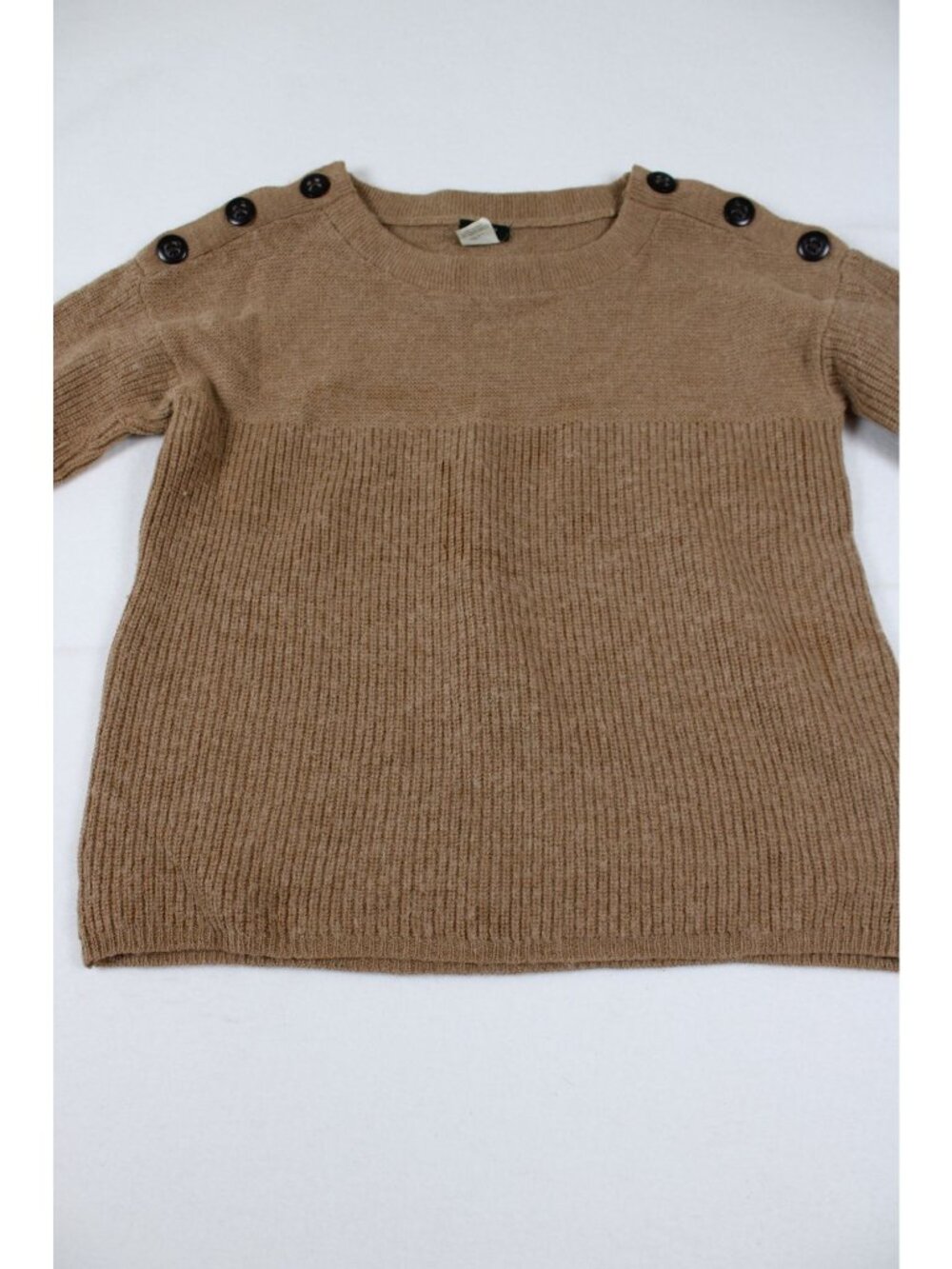 J.Crew Womens Alpaca Blend Tan Button Shoulder Sweater Size M - Picture 1 of 3